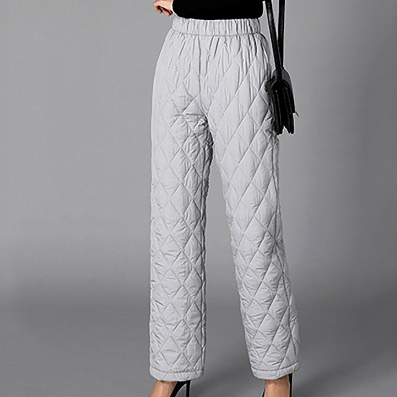 Women’s Quilted Snow Pants - Lightweight Waterproof Ski Trousers with Pockets