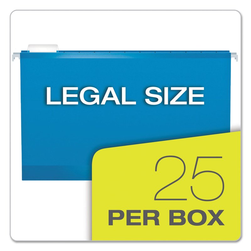 Reinforced Hanging File Folders - Legal Size, 25 Pack, Blue