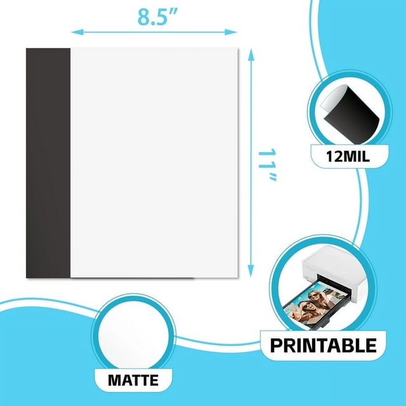 Stone City Printable Magnetic Sheets 8.5x11 Matte (5 Sheets) for Inkjet + Laser Printers - DIY Signs, Crafts, Photo Albums