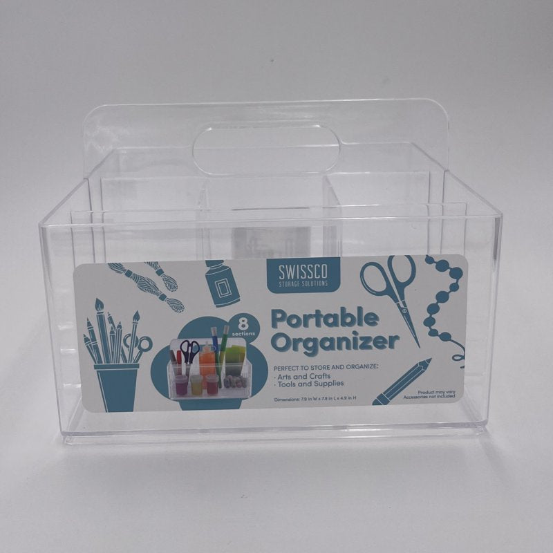 Clear Portable Storage Caddy Organizer for Arts, Crafts & School Supplies