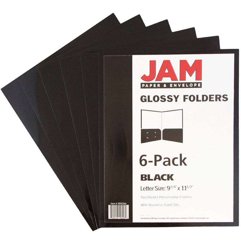 Black Two-Pocket Folder with Business Card Slot - Pack of 6