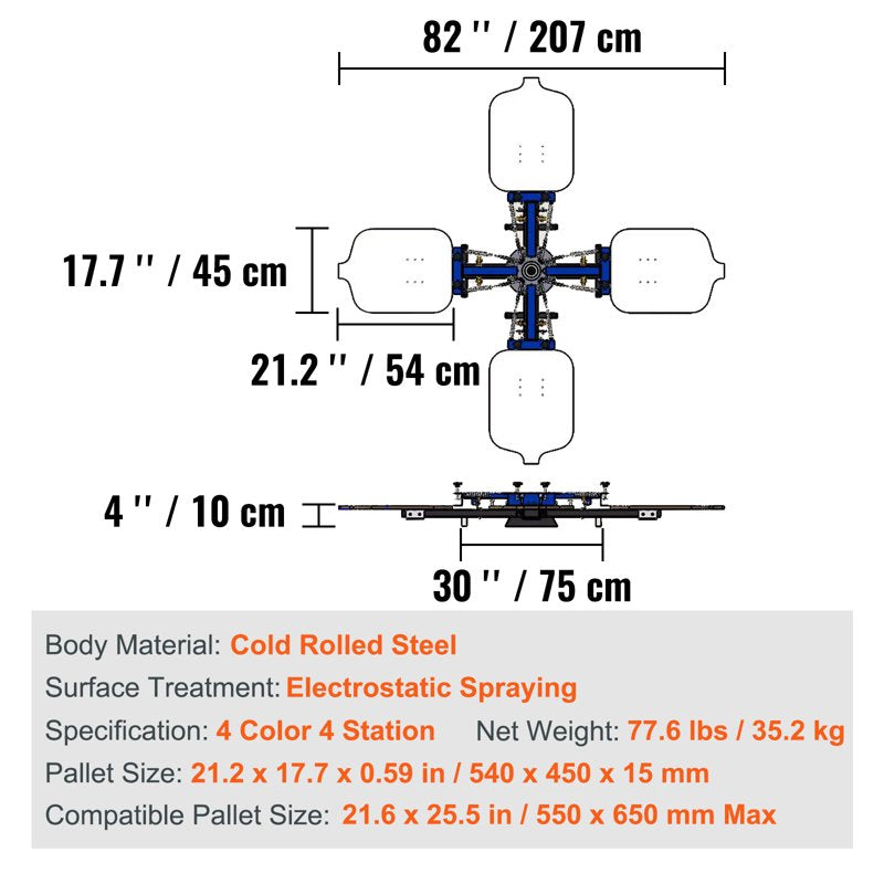 4 Color 4 Station Screen Printing Machine for T-Shirts - Rotatable Silk Screen Press