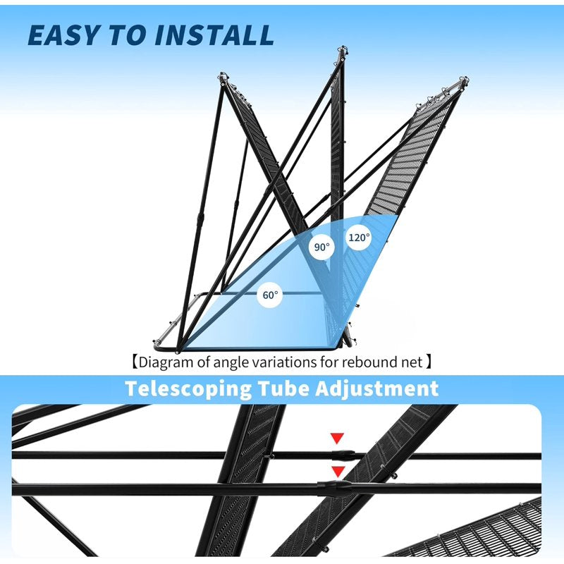 2-in-1 Baseball Pitching Target Rebound Net - 5 x 3.7 ft, Multi-Color Training Equipment
