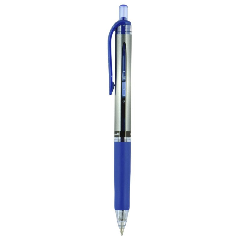 Gel Pen Set 12 Pack - Medium 0.7mm Blue Ink Retractable Pens with Rubber Grip