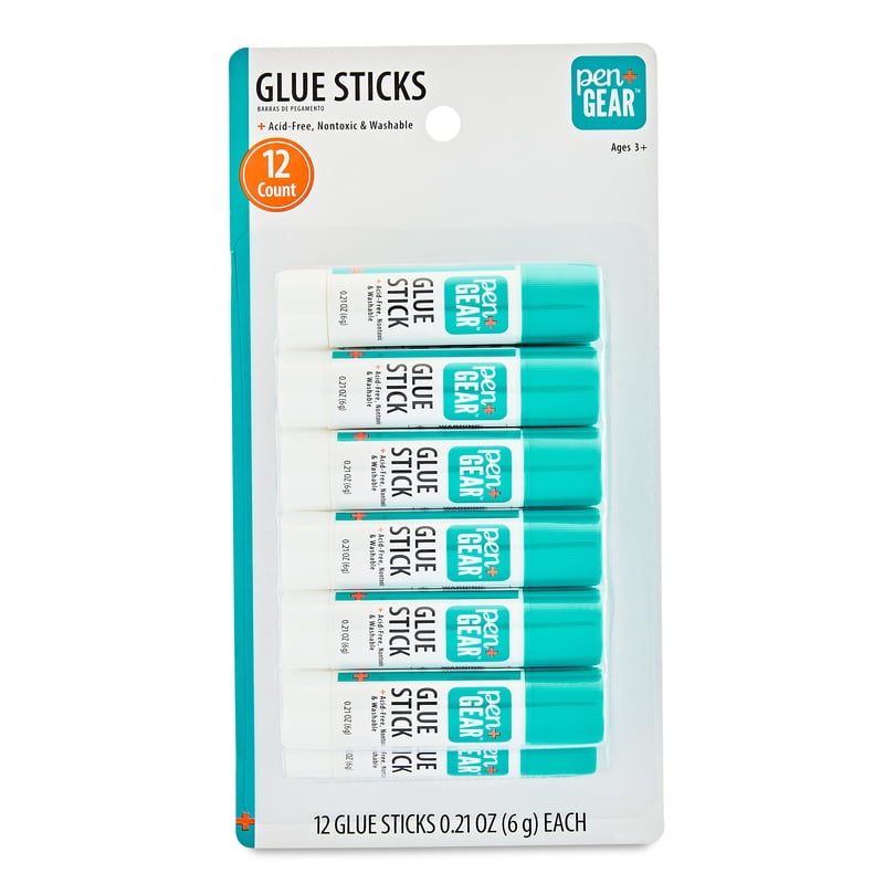 12 Pack Washable White Glue Sticks for Crafts & School Projects - 0.21 oz