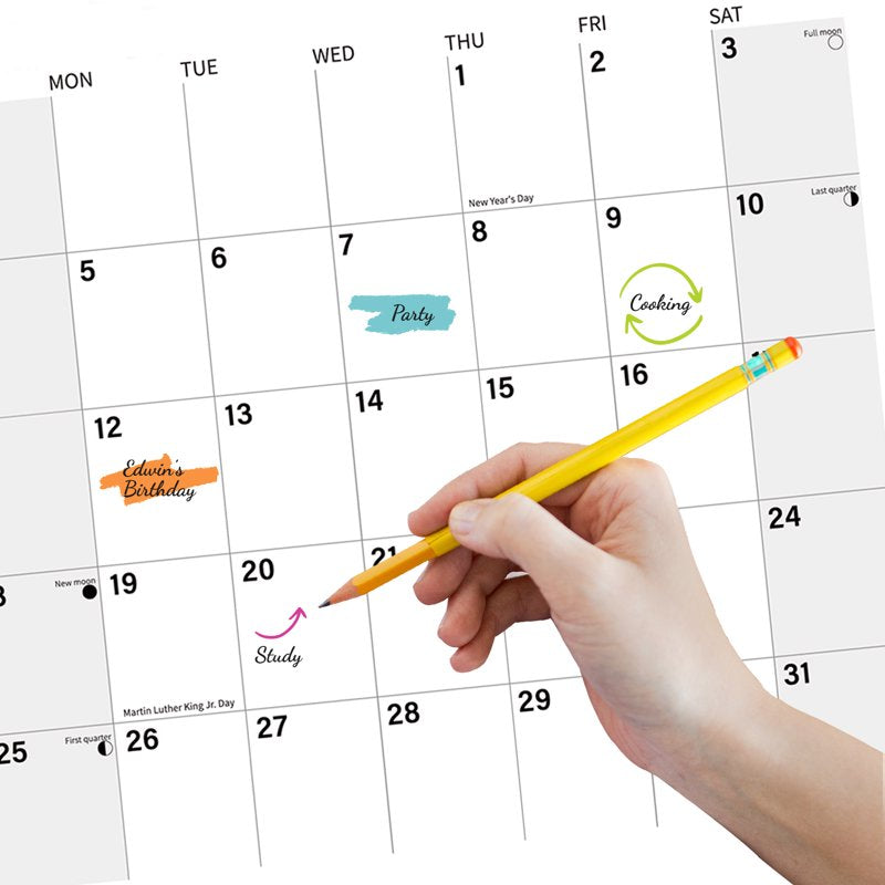 Wall Calendar 2025-2026 Hangable Monthly Planner with Large Blocks for Home Office & Family