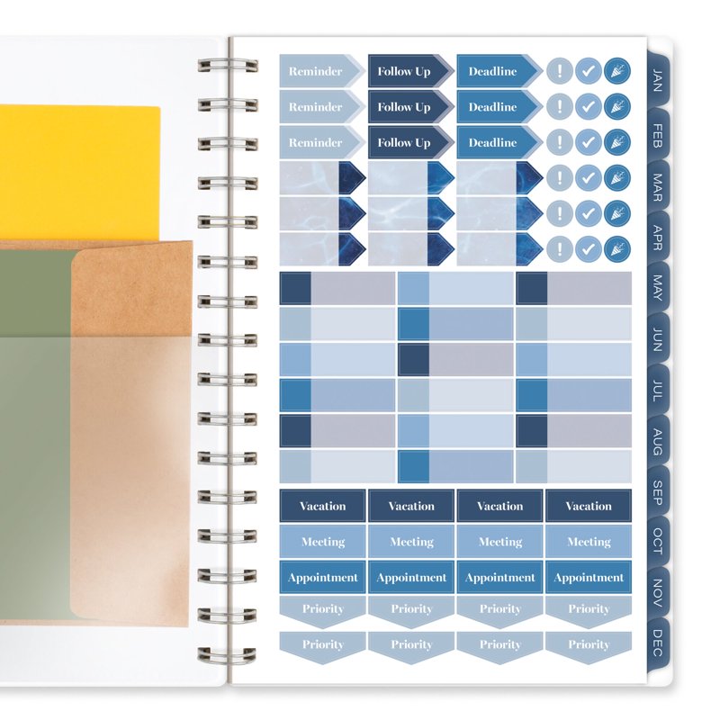 Small Weekly Monthly Planner 2026 - Blue Water Design, 5.5 x 8.5 Inches