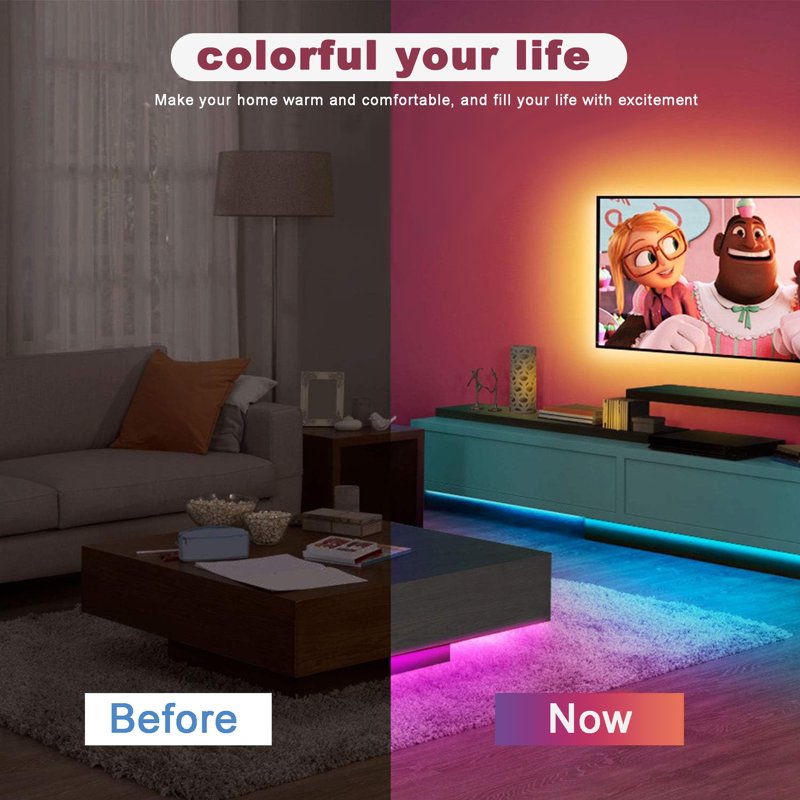 130ft RGB LED Strip Lights with Remote & App Control for Indoor Decor