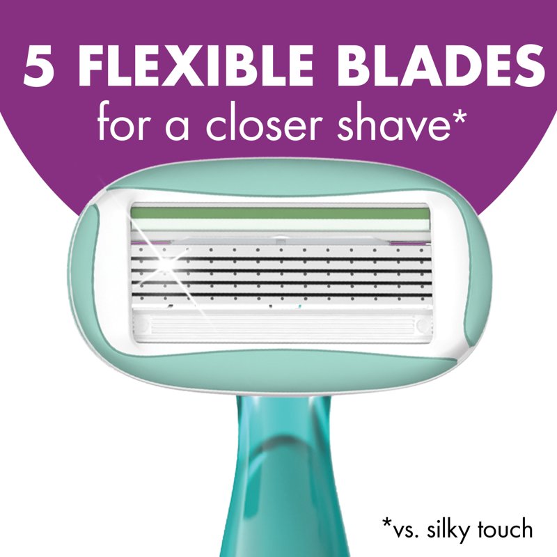 Disposable Women's Razors with 5 Flexible Blades - Sensitive Skin, 4 Count