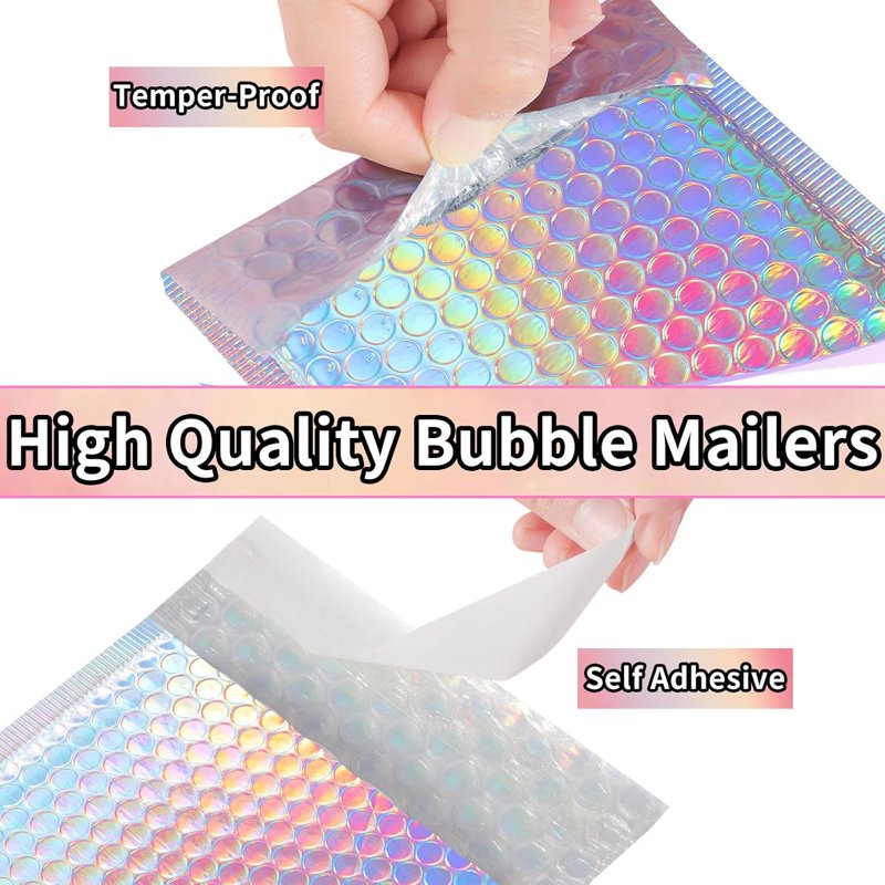 50 Pcs Metallic Bubble Mailers Waterproof Self Sealing Shipping Envelopes