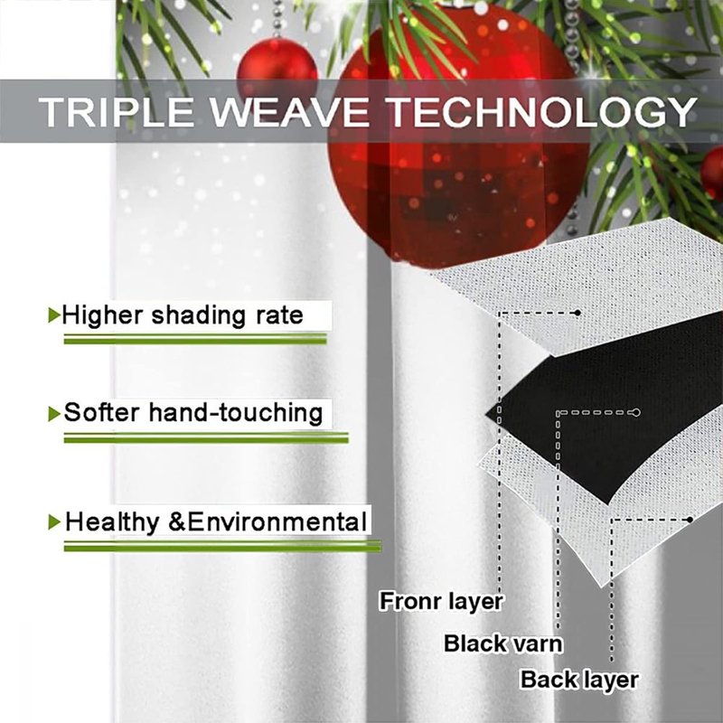 Christmas Holiday Curtains with Pine Fir Tree Print Blackout 2 Panels 42x63 Inches
