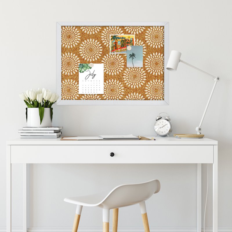 Ohpopsi Catalina Printed Cork Board 17x23.5-In Wall Organizer with White Frame