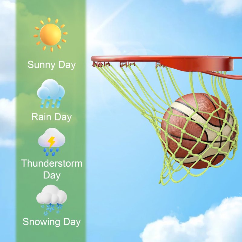 Glow in the Dark Basketball Net - Heavy Duty Outdoor Sports Net with 12 Loops