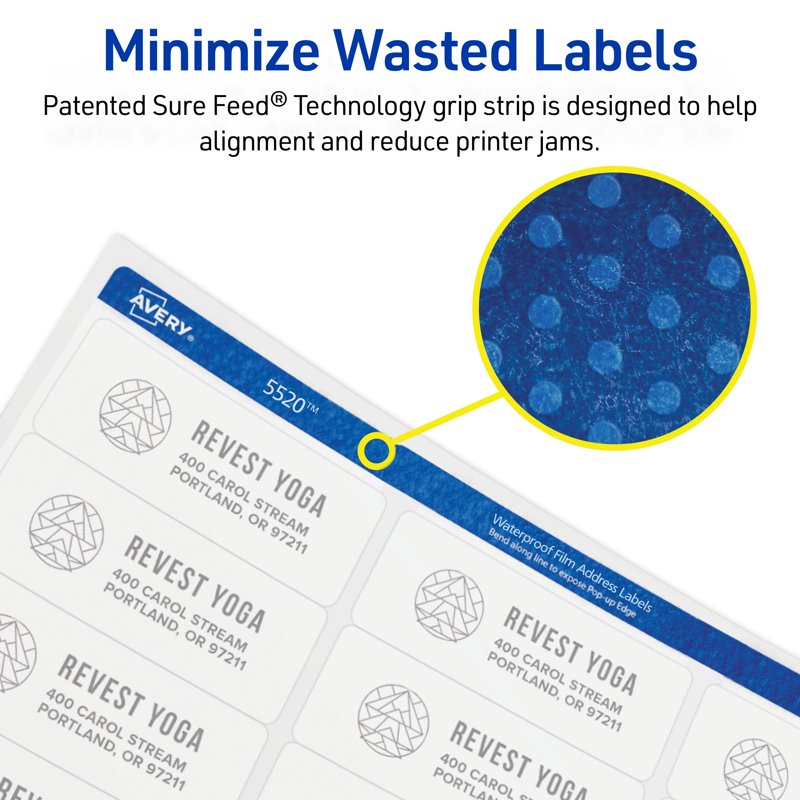 Avery Waterproof 2 x 4 Inch Laser Shipping Labels 500 Count