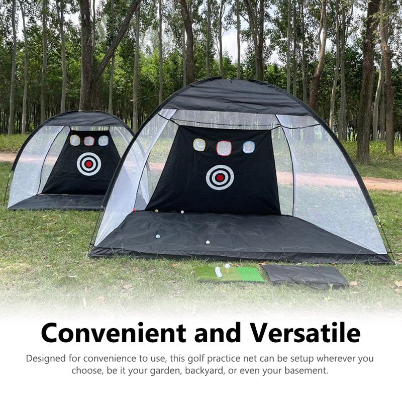 Golf Practice Net with Mat, 9.8x7.8ft All-in-One Hitting Training Net