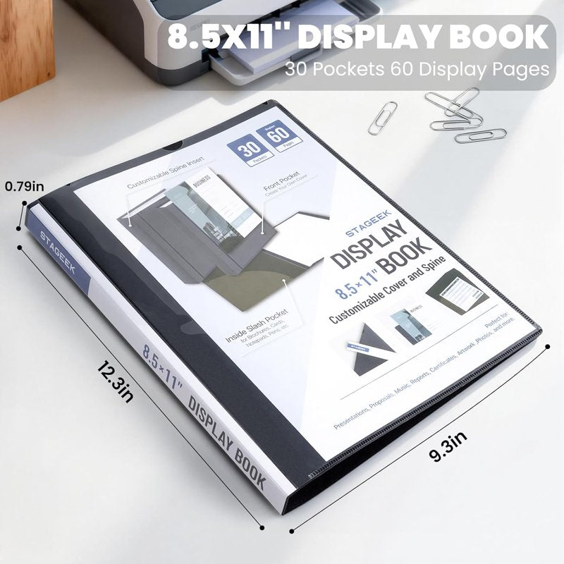 Art Portfolio Binder with Plastic Sleeves - 8.5x11 Display & Document Organizer