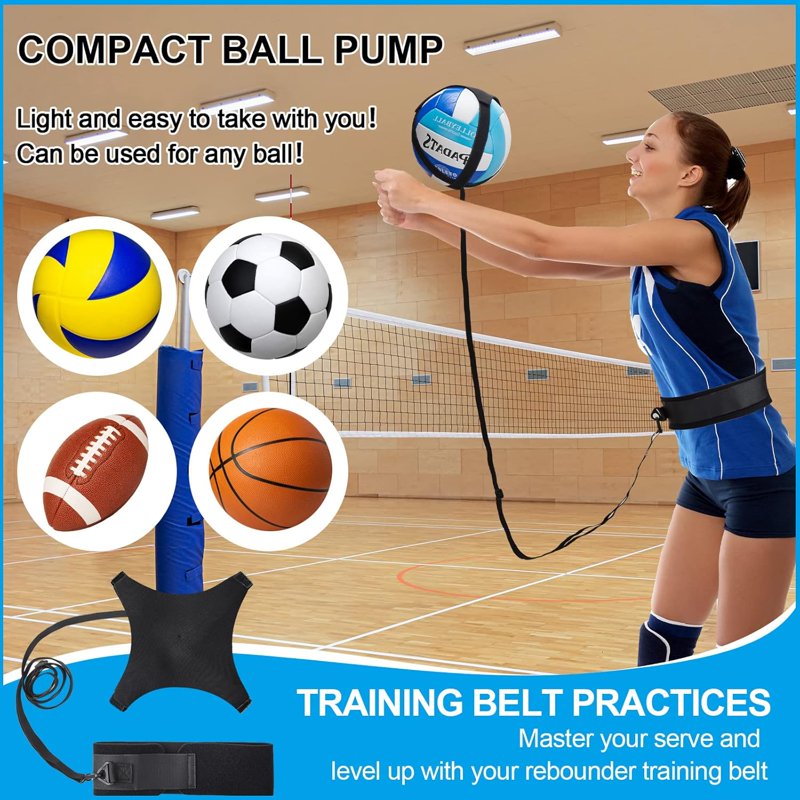 Volleyball Spike Trainer with Return Belt - Solo Practice Equipment for Beginners