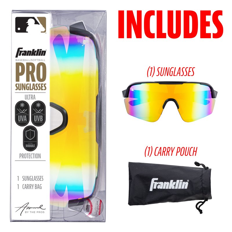Baseball and Softball Sunglasses for Kids and Adults - UV Protection, Impact-Resistant Lightweight Sport Glasses with Carry Case