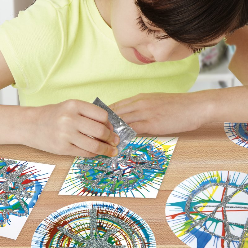 Spin Art Kit for Kids - Create Vibrant Rainbow & Metallic Designs