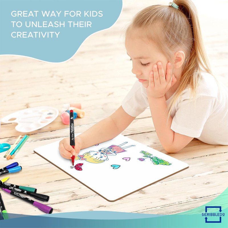Portable Dry Erase Boards Set with Erasers 9x12 Inches - 6 Pack