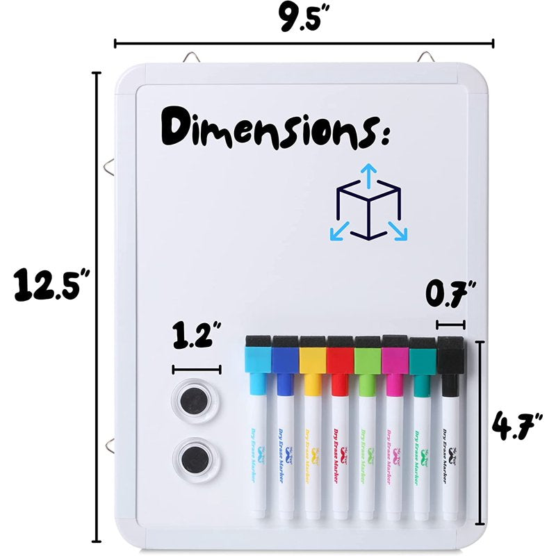 Magnetic Dry Erase Whiteboard Set 12.5x9.5 with Markers & Magnets