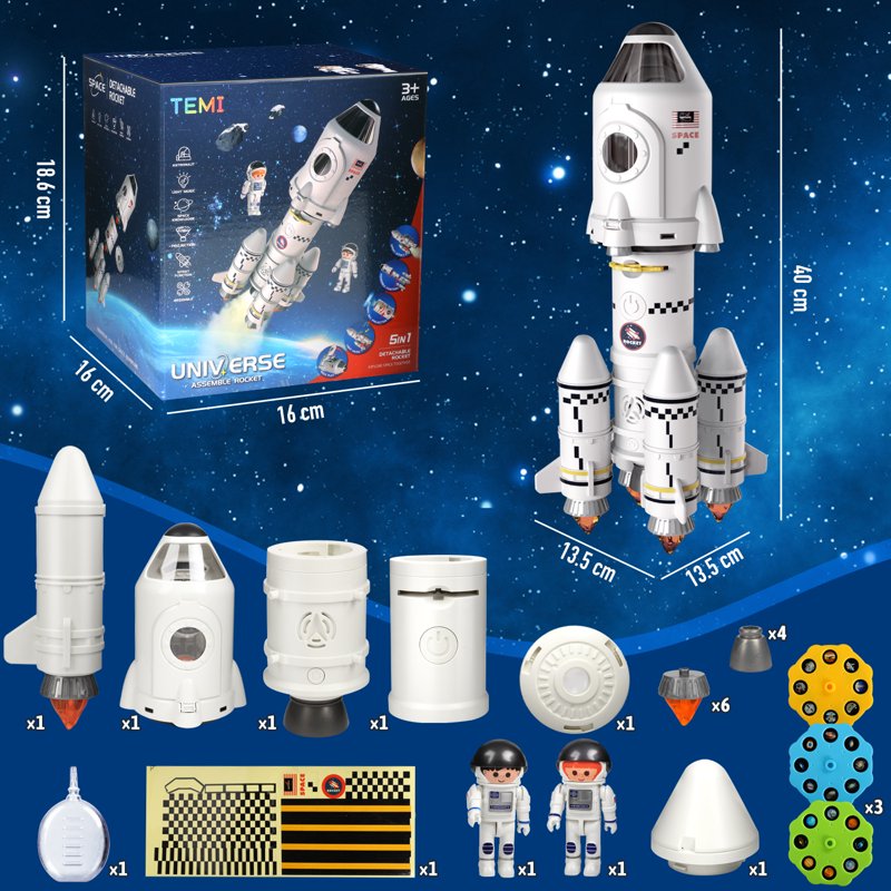 Space Rocket Toys for Kids 5-7 Years - STEM Science Kit with Projection Lamp