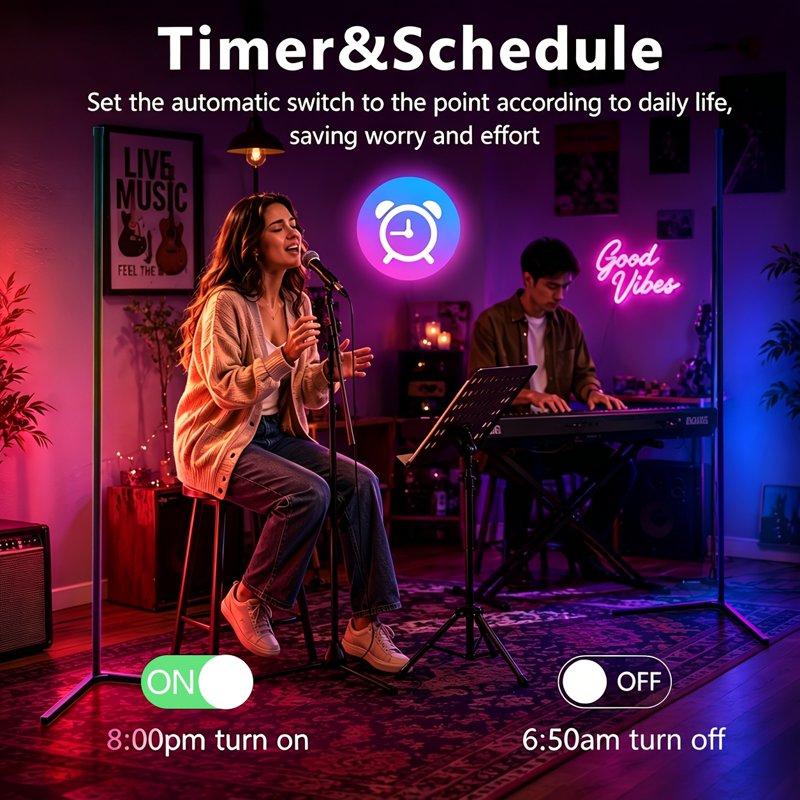 56 Inch RGB Smart Floor Lamp with Remote App Control Music Sync Timer Modern Lighting