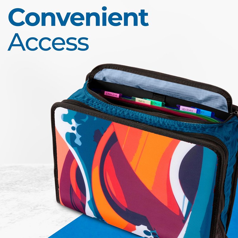 3-Inch Zipper Binder with 5-Tab Expanding File and Shoulder Strap