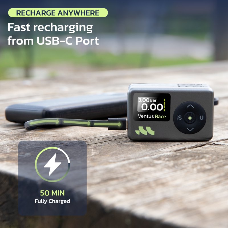 Portable Bike Pump with Digital Gauge, Rechargeable Air Inflator for Schrader & Presta Valves