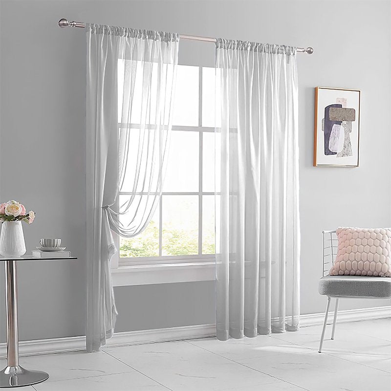Semi Sheer Window Curtains for Bedroom & Living Room, Rod Pocket Light Filtering Drapes, White, Navy, Black