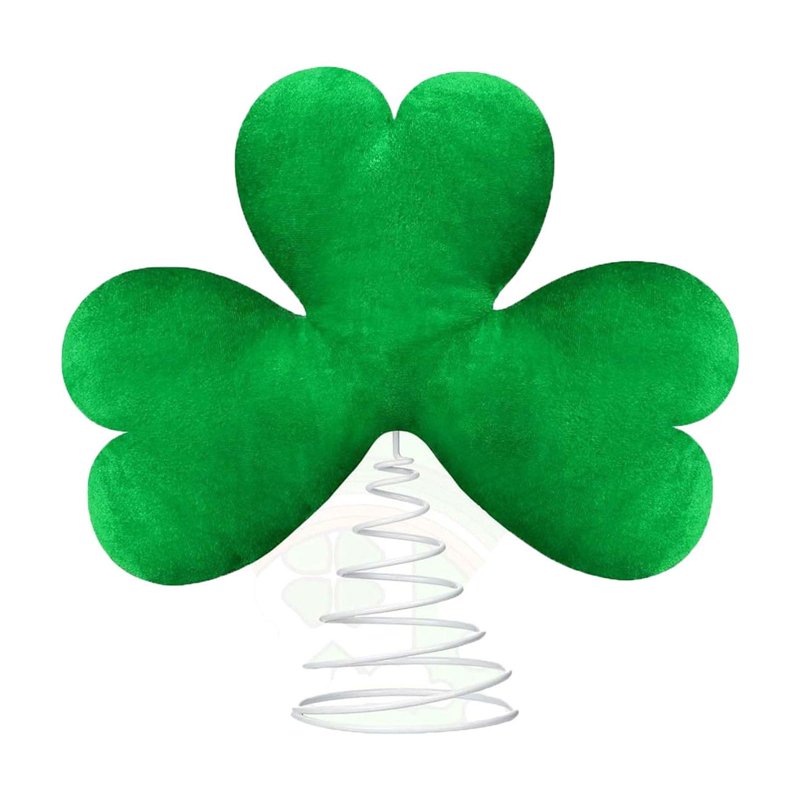 St Patrick's Day Tree Topper - Green Plush Lucky Shamrock Irish Decoration