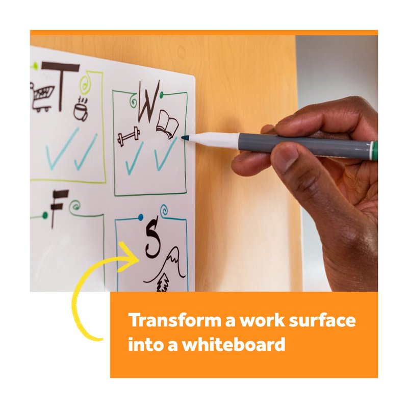 Self-Stick Dry Erase Film Surface - White 3x2 Ft, Reusable Whiteboard