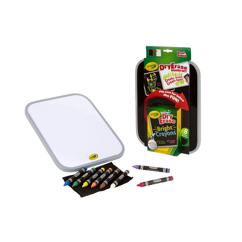 Dual-Sided Dry Erase Board Set with Bright Crayons for Kids