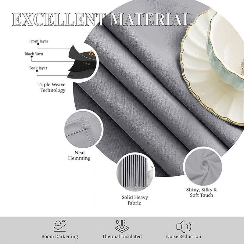 Blackout Pleated Curtains - Thermal Insulated Room Darkening Drapes