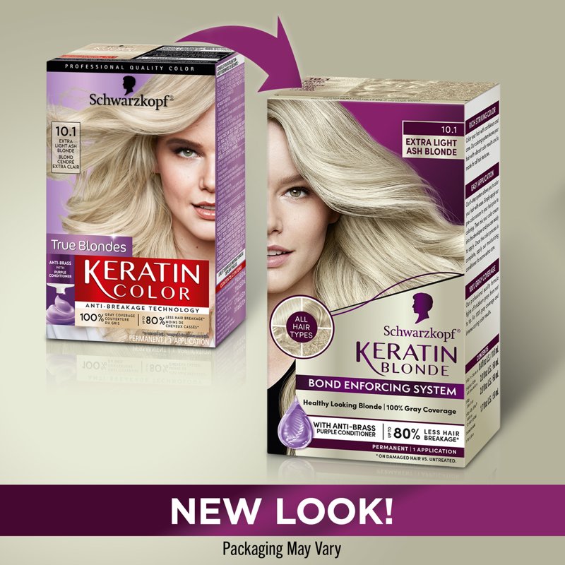 Permanent Hair Color Kit with Keratin & Bond Enforcing System - 10.1 Extra Light Ash Blonde