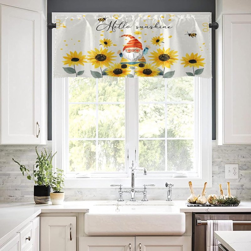 2 Pack Window Valances Sunflower Watercolor Floral Summer Blackout Drapes