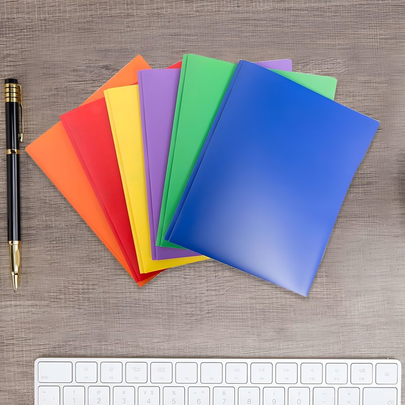 Heavy Duty Plastic File Folders with Clear Front Pocket - 2 Pockets for Office & School Organization