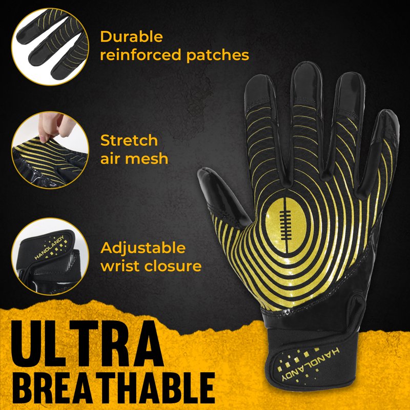 Youth Football Gloves with Super Grip and Breathable Design – Kids Receiver Gloves for Boys and Girls