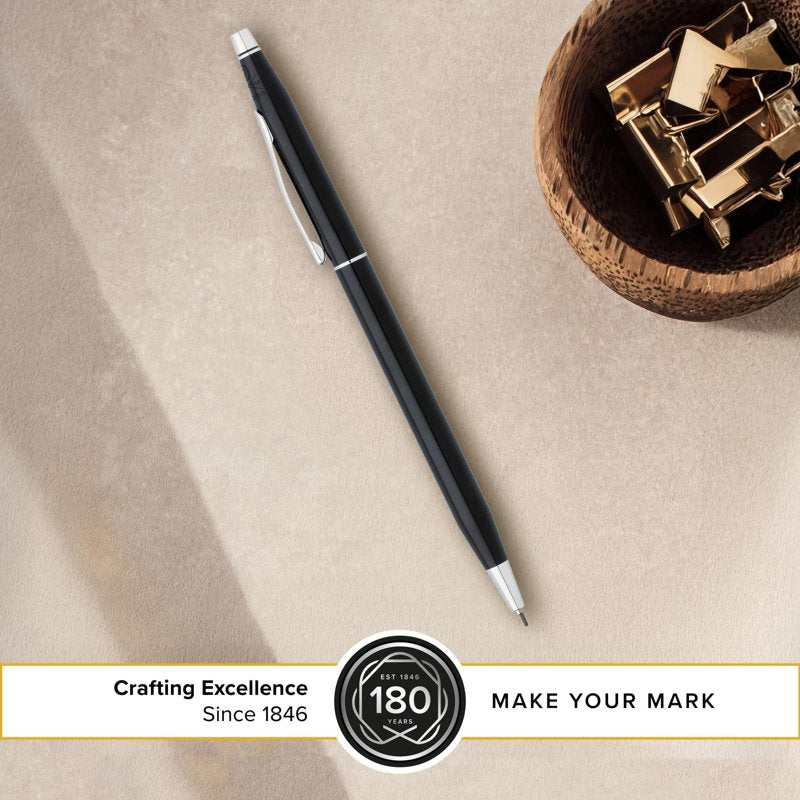 Classic Century Black Lacquer Mechanical Pencil with Chrome Trim 0.7mm