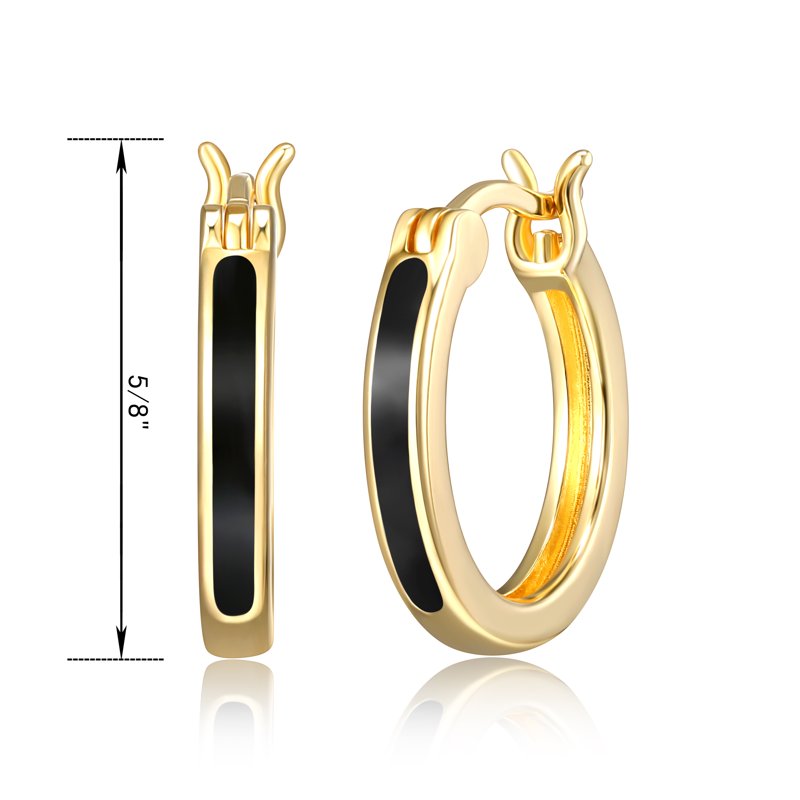 Gold Over Silver Hoop Earrings with CZ for Women - Elegant Jewelry Gift