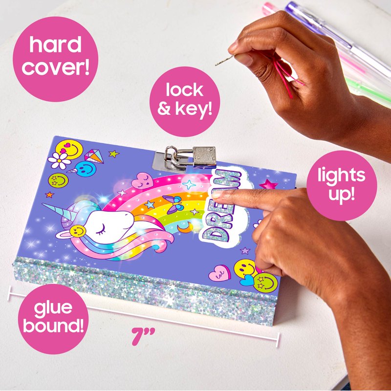Light-Up Diary for Girls and Kids with Lock, Keys & Pen - Ages 6+