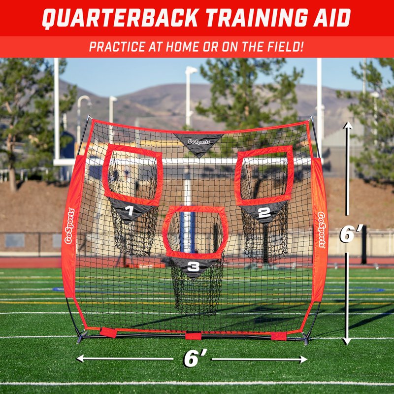 6x6 ft Football Throwing Net for Quarterback Practice - Red