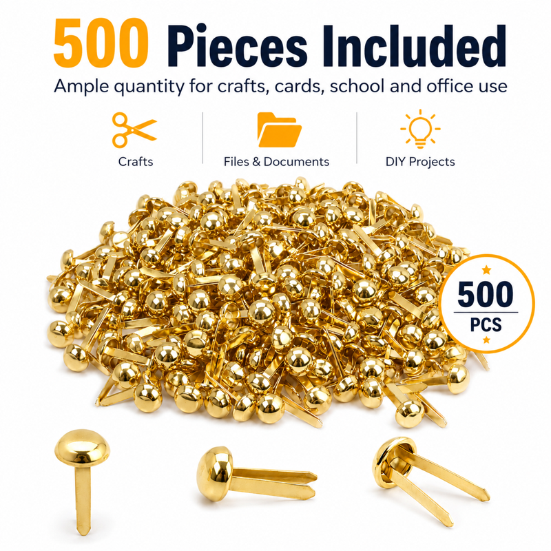 Metal Paper Fasteners for Crafts & Scrapbooking - 500 Pieces