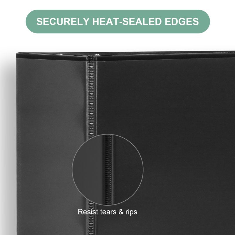 Heavy-Duty 4-Inch 3-Ring Binder Set - Water-Resistant, 835 Sheet Capacity, Black