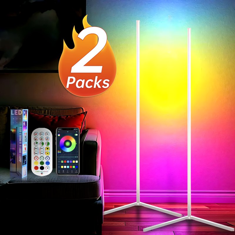 56 Inch RGB Smart Floor Lamp with Remote App Control Music Sync Timer Modern Lighting
