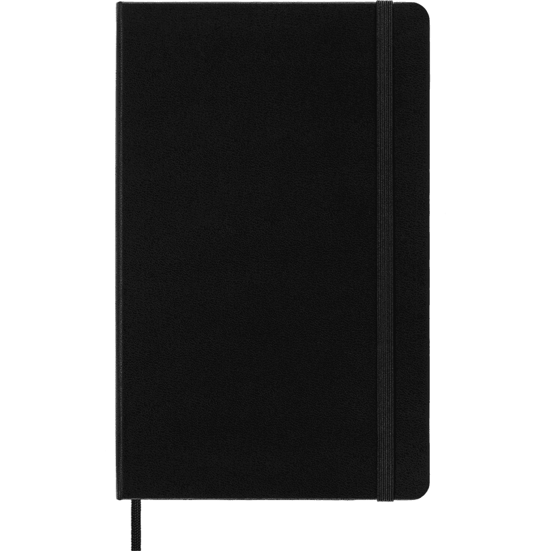 Large Hard Cover Notebook with Elastic Closure - Squared 5x8.25 Inch Black