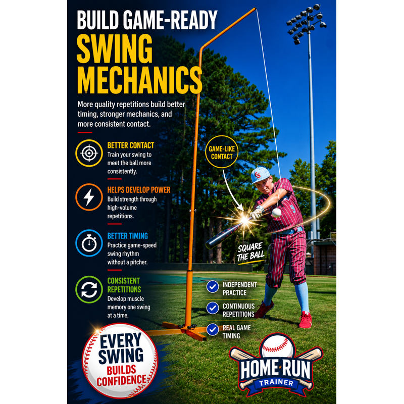 Baseball & Softball Swing Trainer with Moving Ball - Practice & Power Development