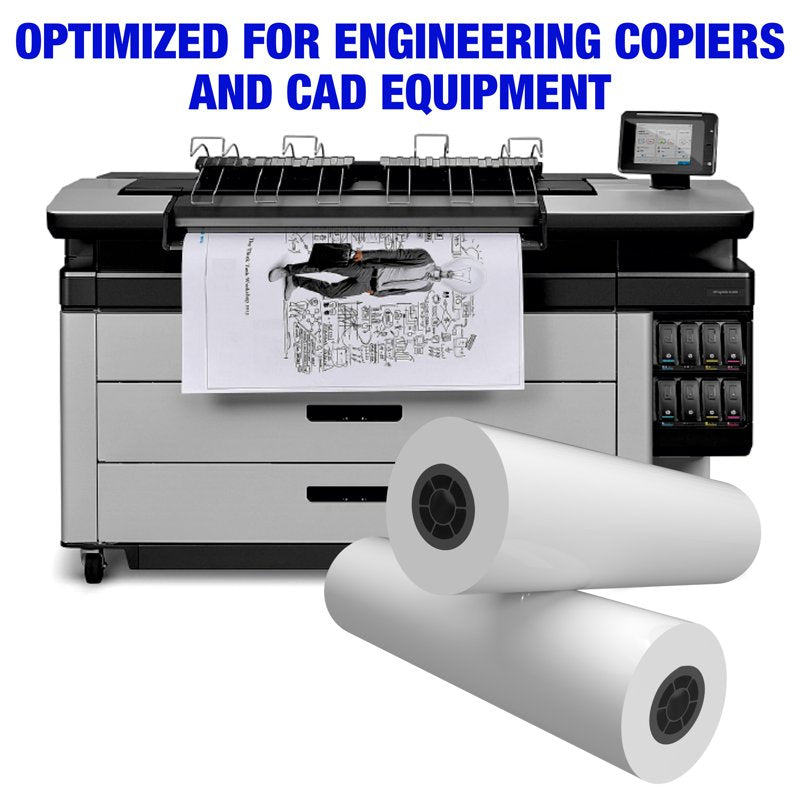 Wide Format Bond Paper Rolls 30x500ft for Engineering & Laser Printing