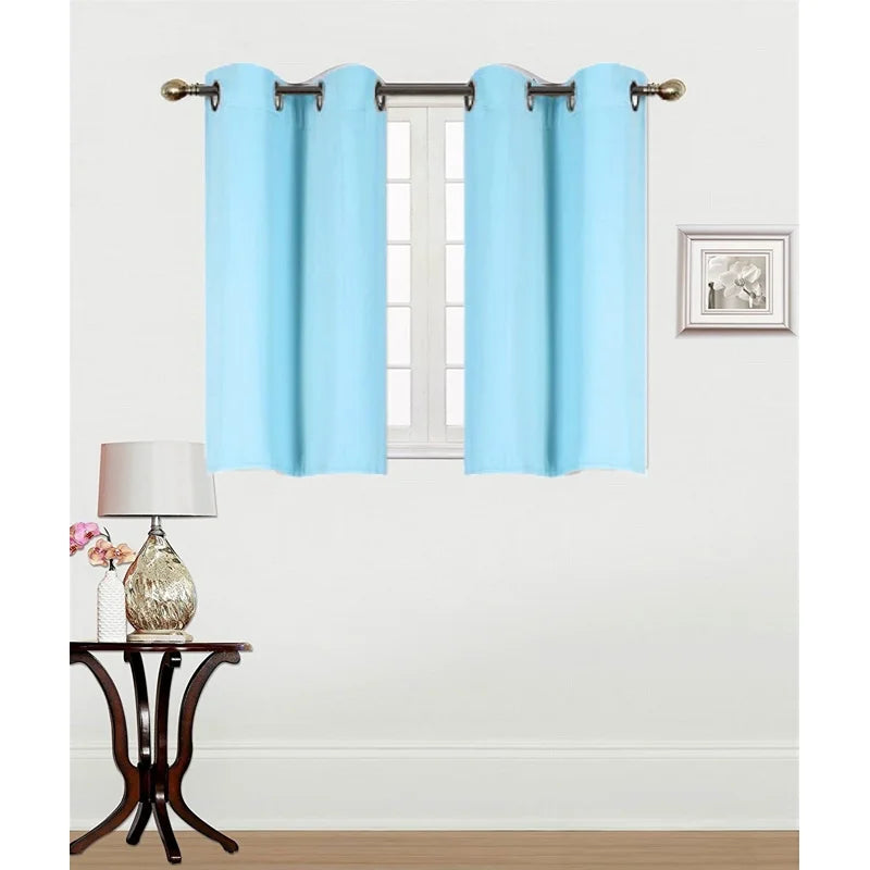Thermal Blackout Window Curtain Panel 28x36 Grommet Light Blue Energy Efficient