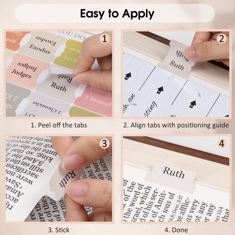 Bible Index Tabs Set - 75 Laminated Chapter Markers for Old & New Testament